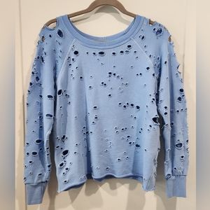 SoulCycle & NSF Carolina Sweatshirt Blue S Destroyed Distressed Limited Edition
